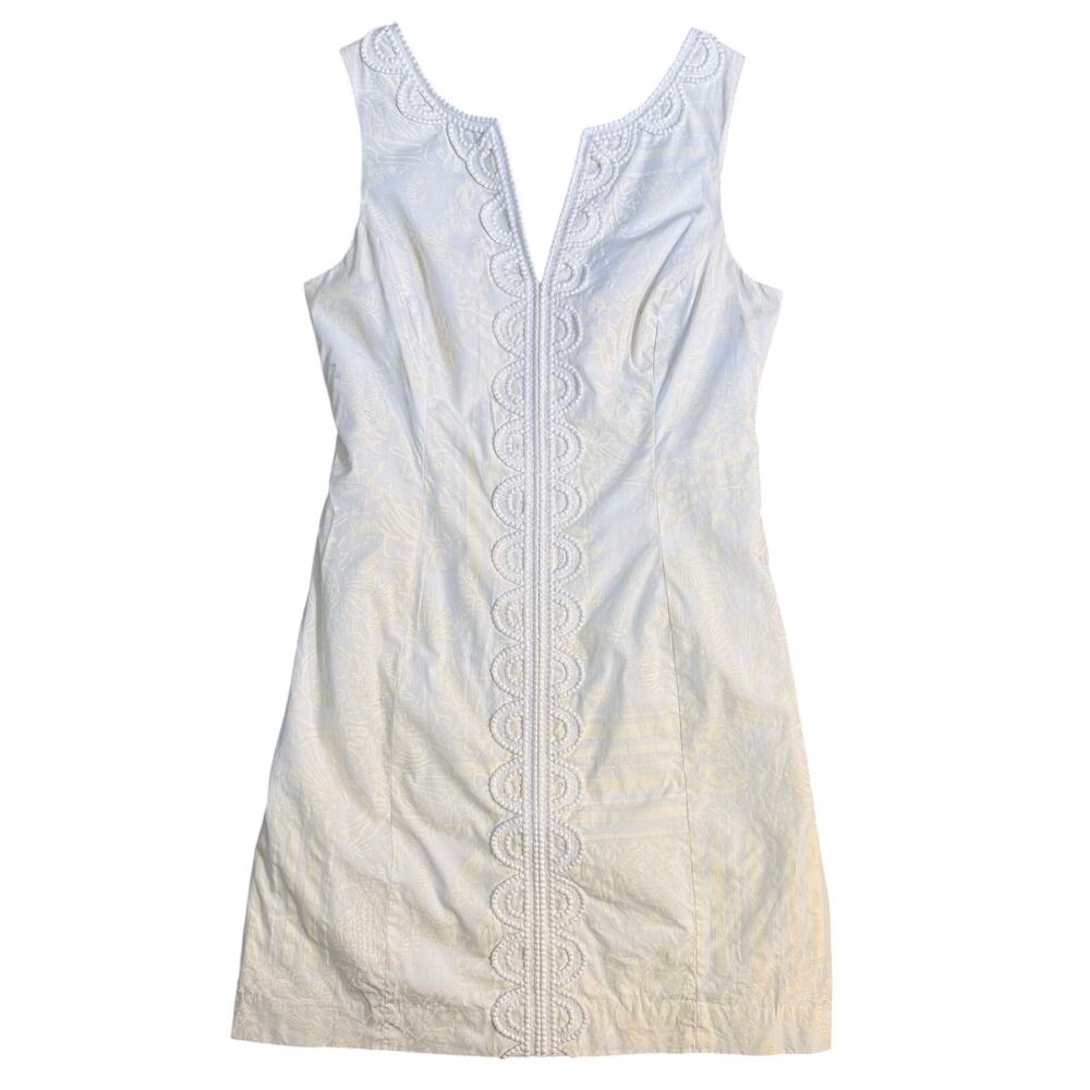 Lilly Pulitzer Janice Shift Dress V-Neck Sleeveless Bride 100% Cotton White 6